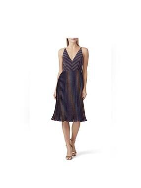 Dress The Population Haley Metallic Plunging Fit/Flare Dress